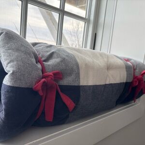 Navy Blue and Cream Roll-up Mattress Cushion